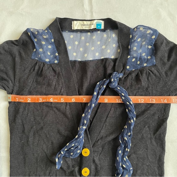 Anthropologie Sparrow Navy Sweater with Polka Dot Details - Picture 3 of 5